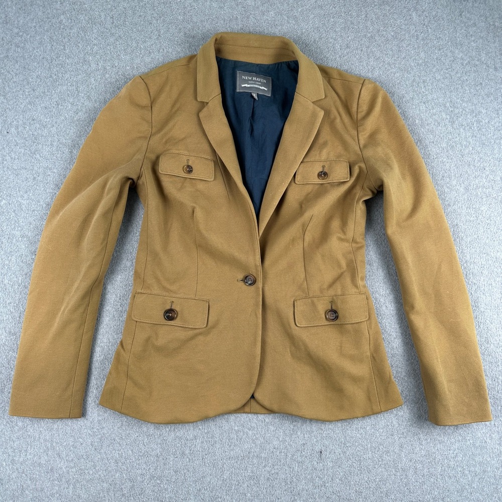 New Haven Blazer‎ Women 2 Brown Supply Chino Single Button Utility Pocket Cotton